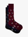 Paul Smith Broad Stripe Zebra Socks, Pack of 3, One Size, Burgundy/Navy/Black