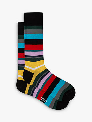 Paul Smith Akov Striped Socks, One Size, Black/Multi