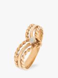L & T Heirlooms Second Hand 9ct Gold Cubic Zirconia Wishbone Ring, Dated Circa 1989