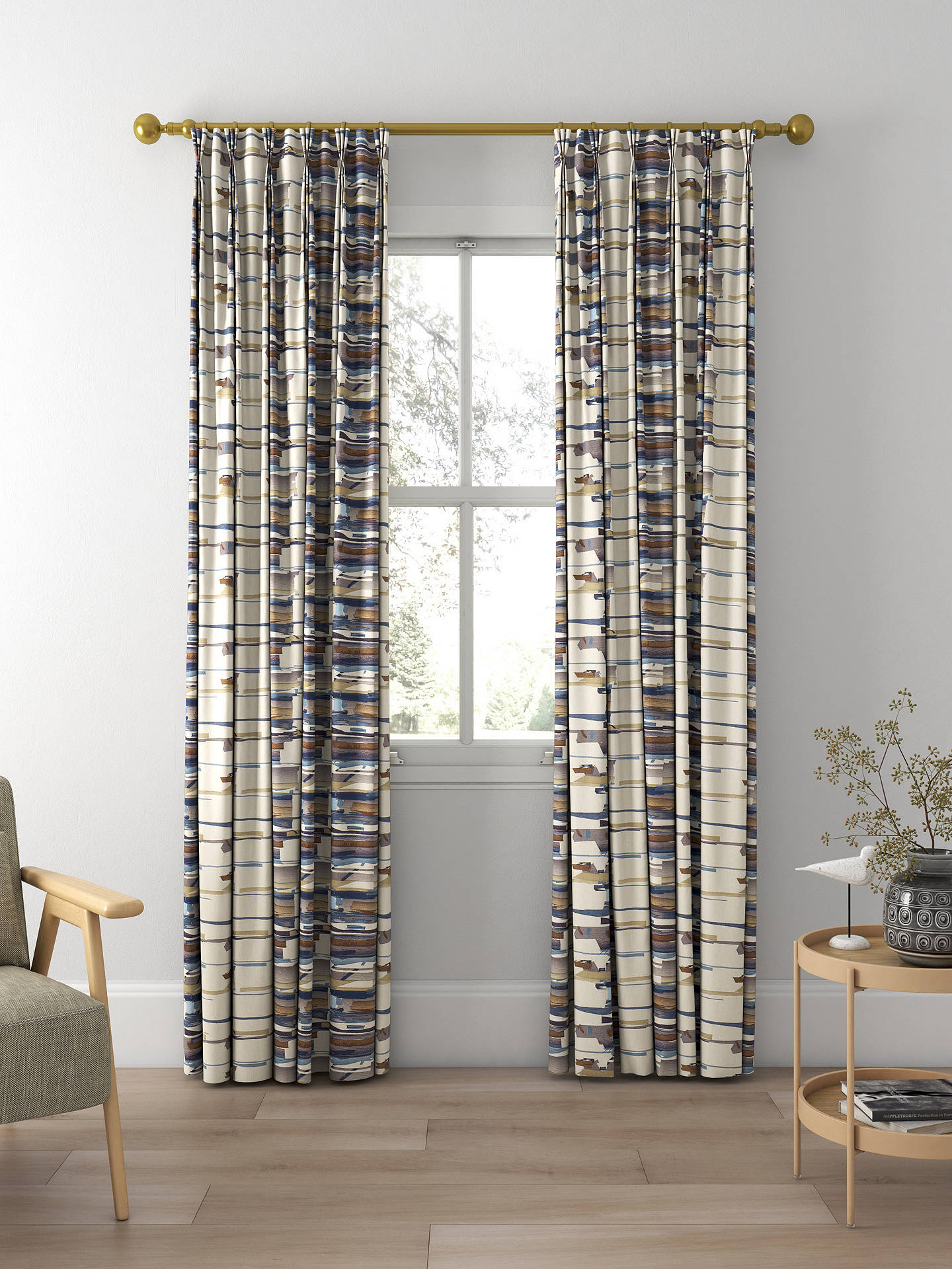 Harlequin Momentum 4 Made to Measure Curtains, Old Navy/Denim/Tan