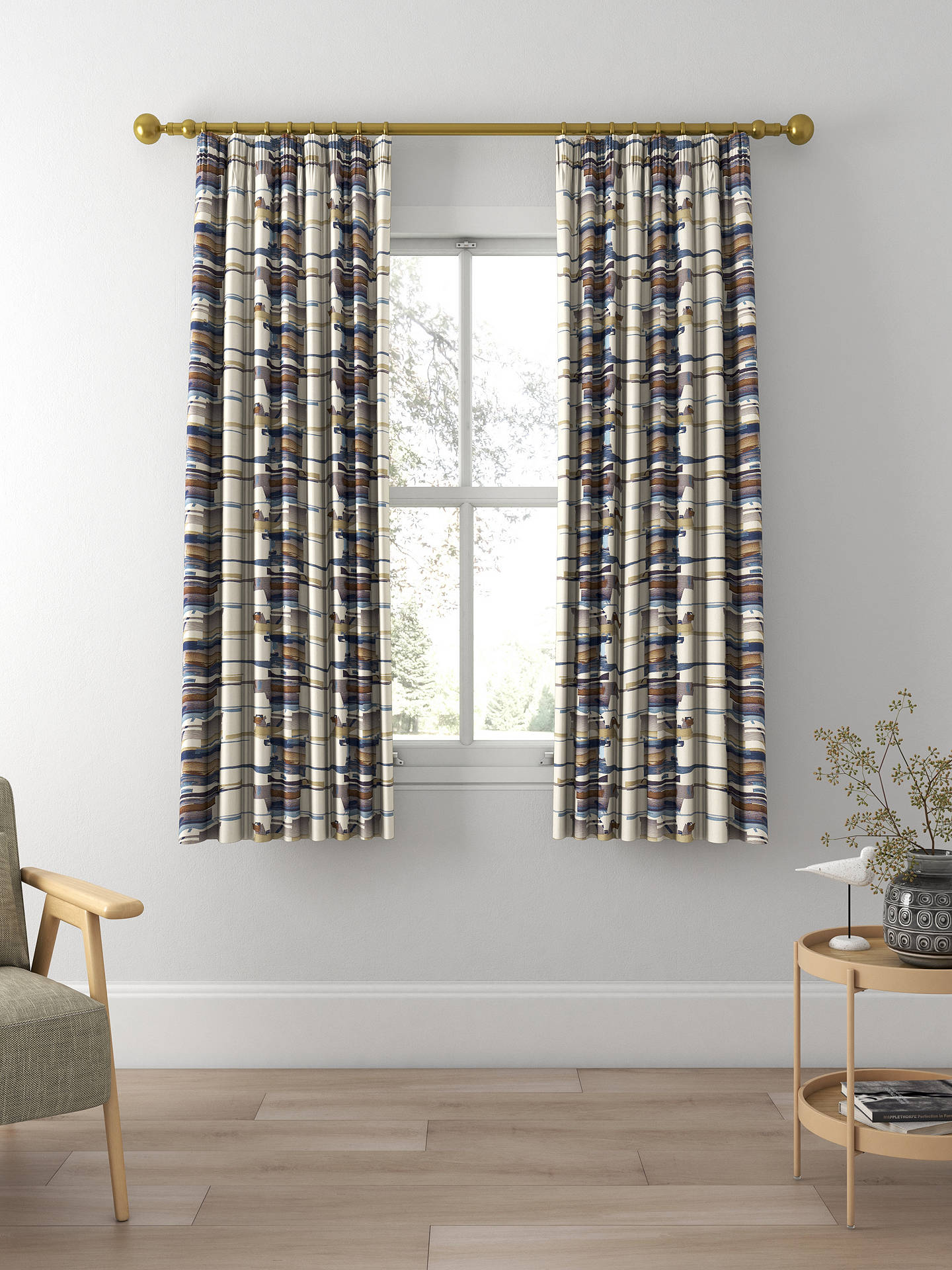 Harlequin Momentum 4 Made to Measure Curtains, Old Navy/Denim/Tan