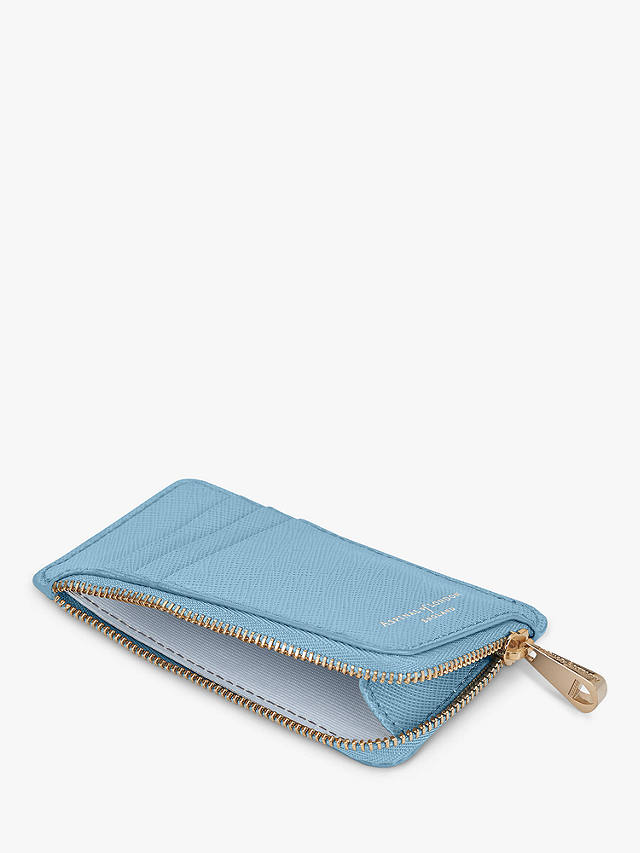 Aspinal of London Saffiano Leather Zip Coin & Card Holder, Bluebird