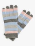 John Lewis Cashmere Pretty Stripe Gloves, Light Blue Mix