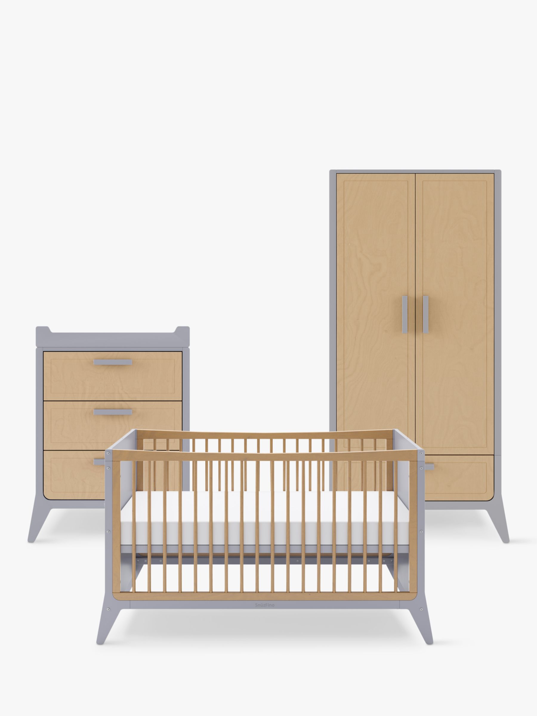 Photo of Snüz snüzfino cotbed with toddler kit changing unit dresser & wardrobe