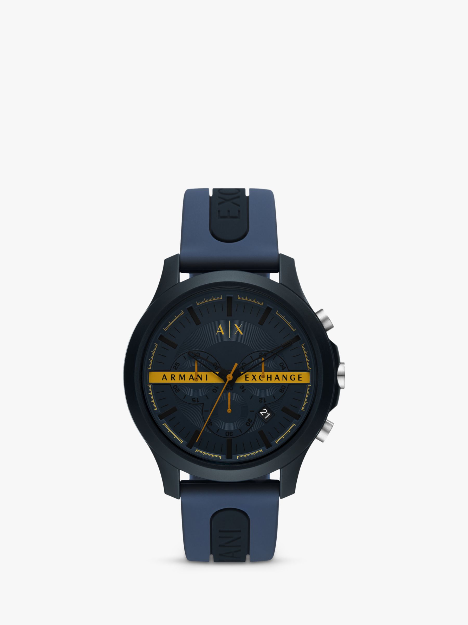 Armani Exchange AX2441 Men's Chronograph Date Silicone Strap Watch, Blue at  John Lewis & Partners