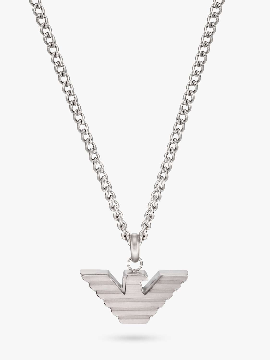 Buy Emporio Armani Logo Pendant Necklace, Silver Online at johnlewis.com