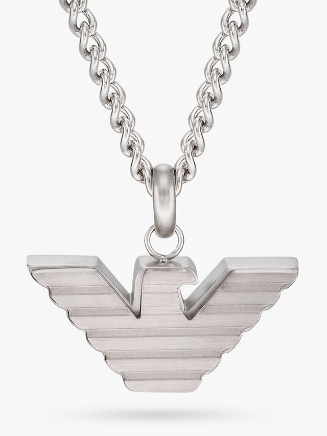 Emporio Armani Logo Pendant Necklace, Silver