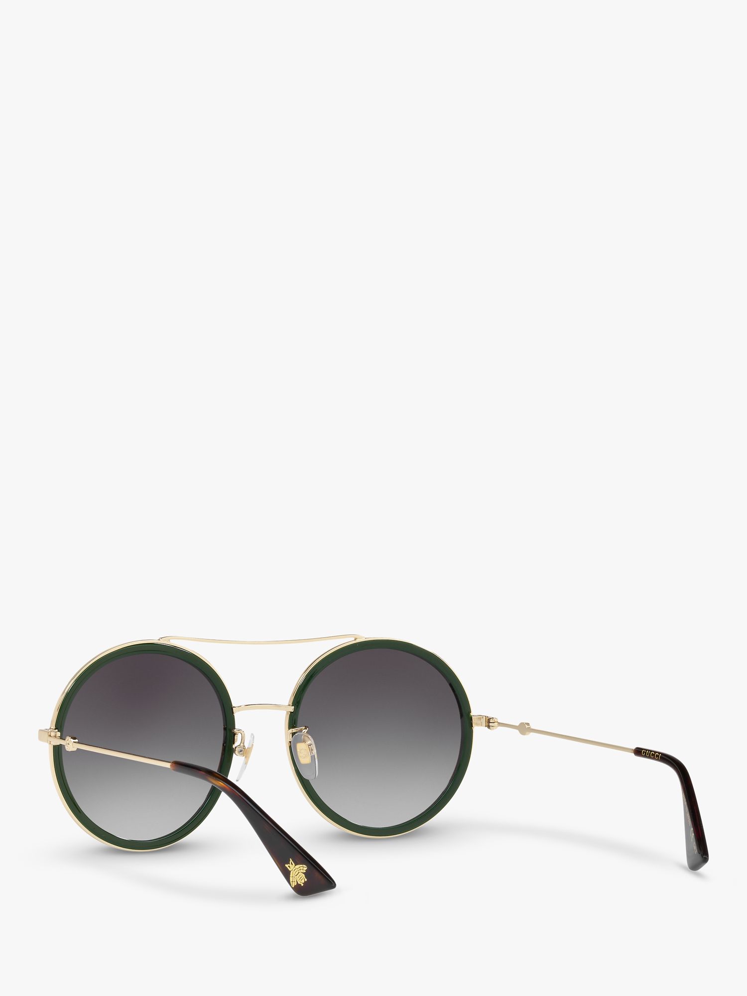 Gucci GG0061S Women's Polarised Round Sunglasses, Gold/Grey Gradient