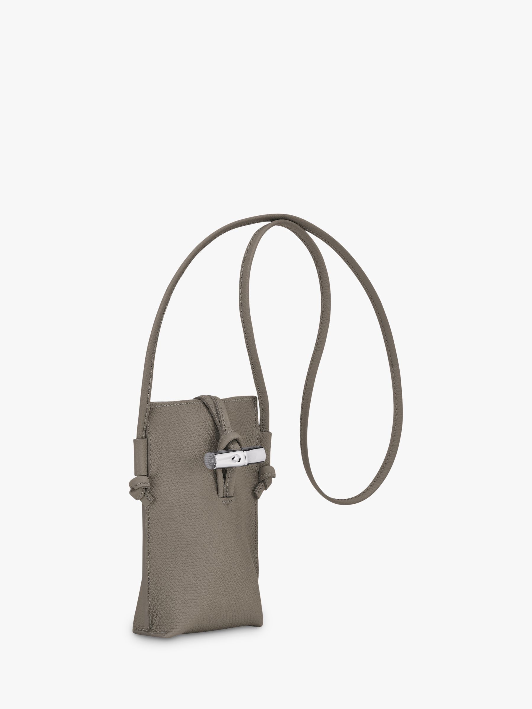 Longchamp Roseau Leather Phone Pouch Bag, Turtledove at John Lewis ...