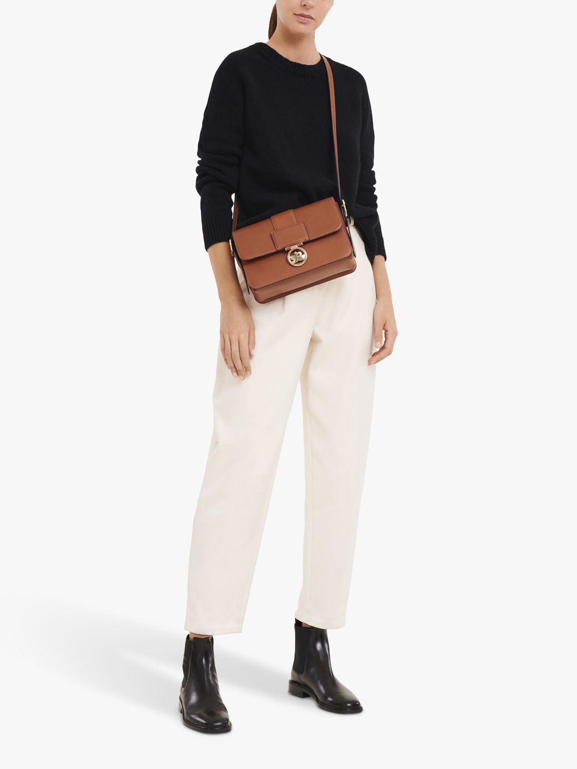 Longchamp Box-Trot Medium Leather Cross Body Bag, Cognac at John Lewis ...