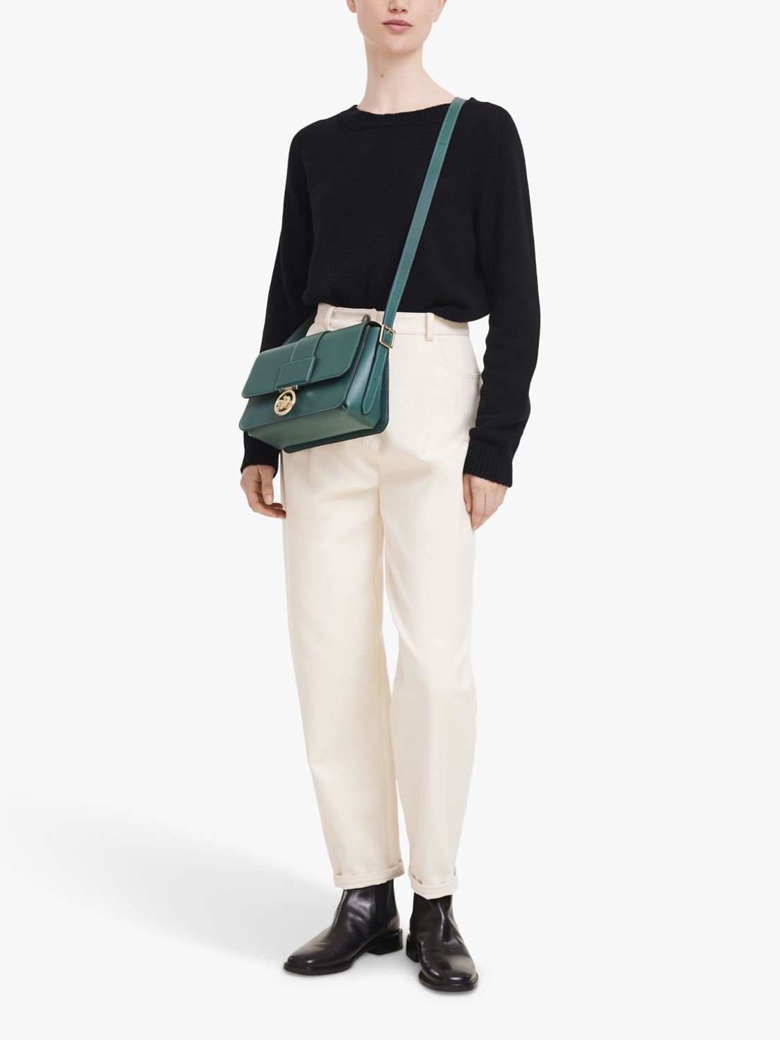 Longchamp Box-Trot Medium Leather Cross Body Bag, Cypress at John Lewis ...