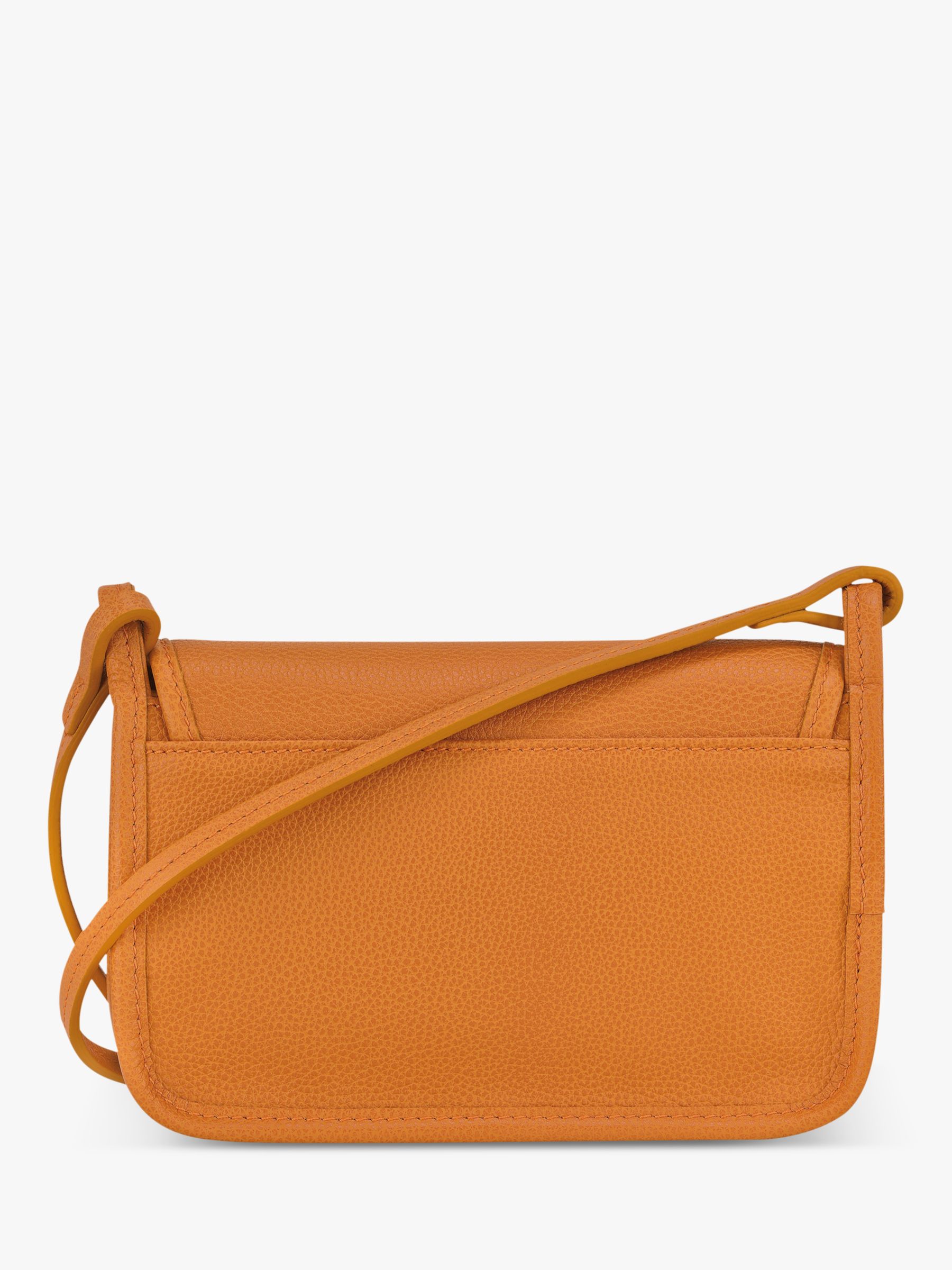 Longchamp Le Foulonné Leather Wallet on Shoulder Strap, Saffron at John ...