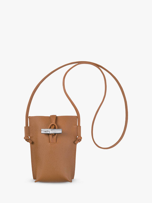 Longchamp Roseau Leather Phone Pouch Bag, Natural