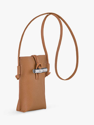 Longchamp Roseau Leather Phone Pouch Bag, Natural