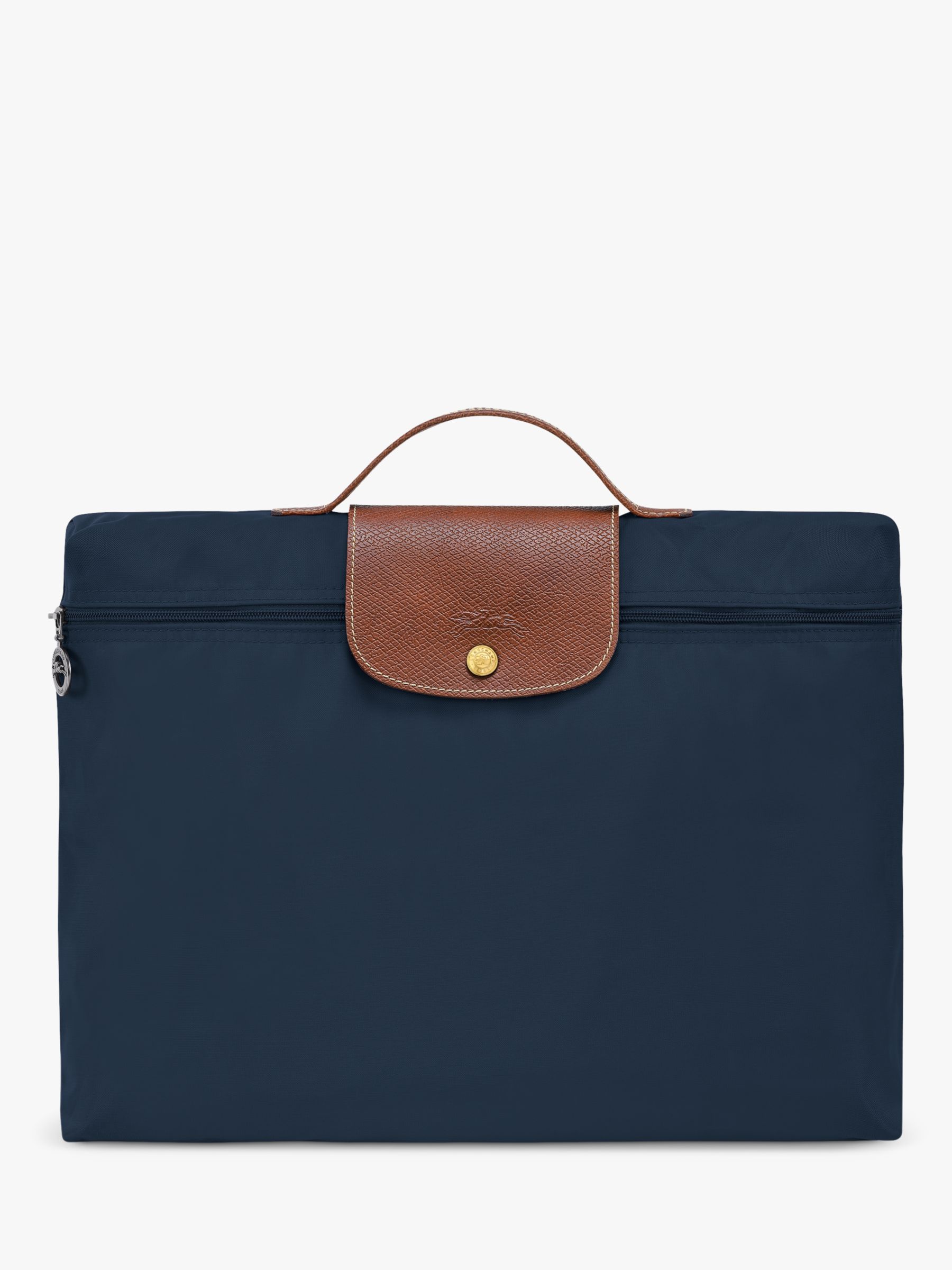 Longchamp Le Pliage Original Briefcase, Rich Navy at John Lewis & Partners