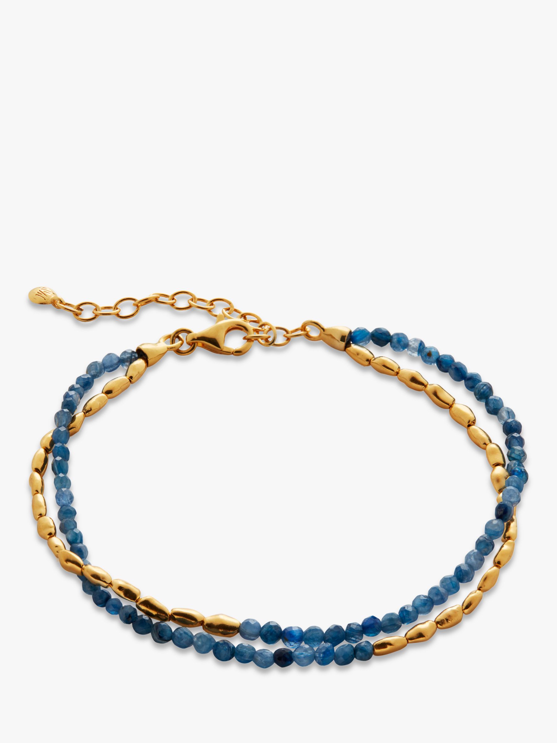 Monica Vinader Mini Nugget Gemstone Beaded Bracelet, Kyanite/Gold at ...