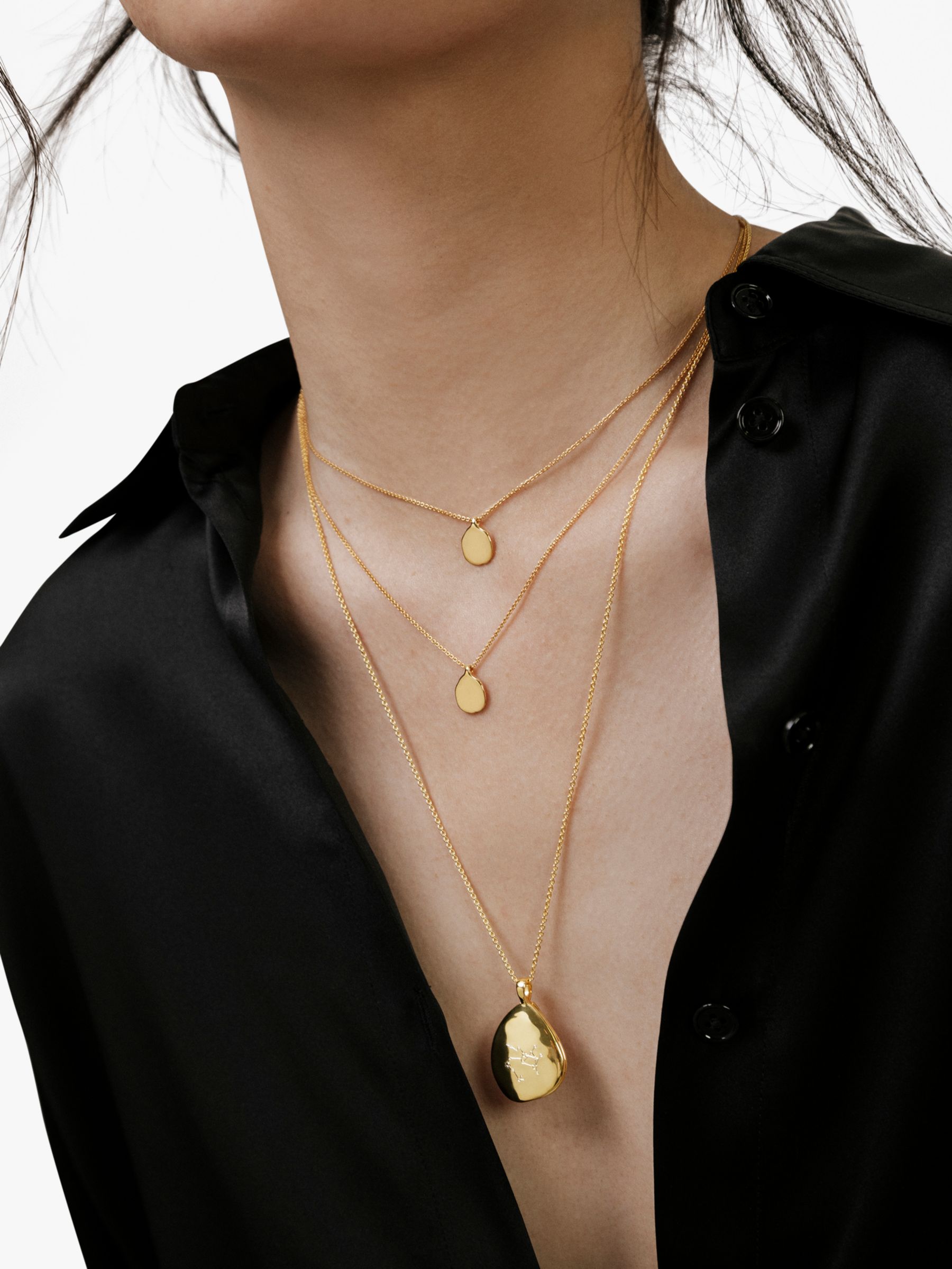 Monica Vinader Siren Petal Pendant Necklace, Gold