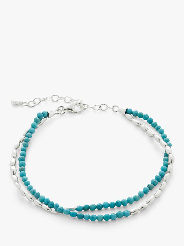 Monica Vinader Mini Nugget Gemstone Beaded Bracelet, Turquoise/Silver