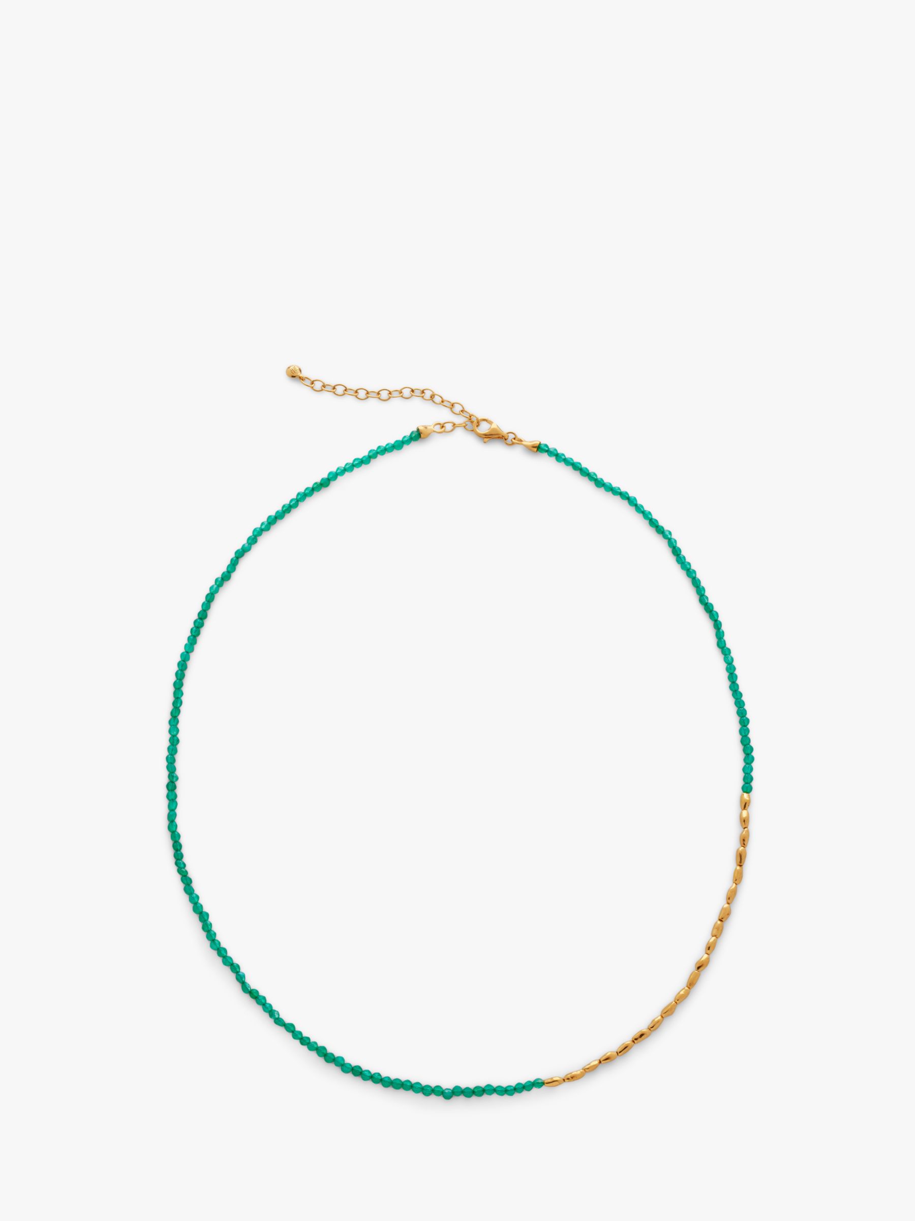 Monica Vinader Mini Nugget Gemstone Beaded Necklace, Onyx/Gold