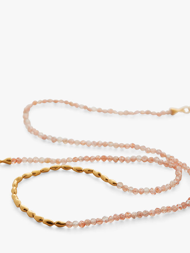 Monica Vinader Mini Nugget Gemstone Beaded Necklace, Sandstone/Gold