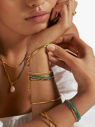 Monica Vinader Mini Nugget Gemstone Beaded Necklace, Sandstone/Gold