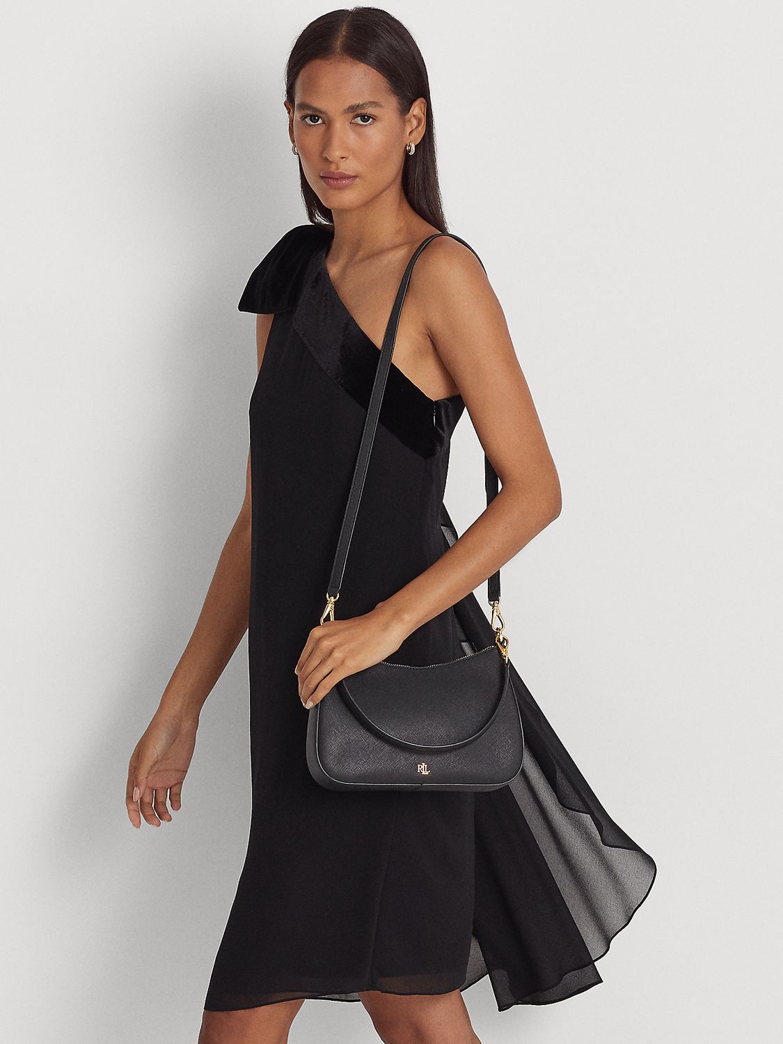 Lauren Ralph Lauren Danni 26 Leather Shoulder Bag, Black