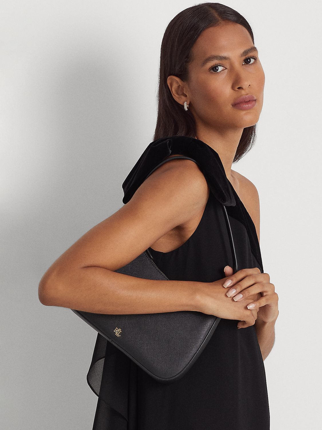 Lauren Ralph Lauren Danni 26 Leather Shoulder Bag, Black at John Lewis &  Partners