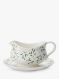 Sophie Conran for Portmeirion Mistletoe Porcelain Gravy Boat & Stand, 550ml, White/Green