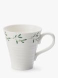 Sophie Conran for Portmeirion Mistletoe Porcelain Mugs, Set of 2, 350ml, White/Green