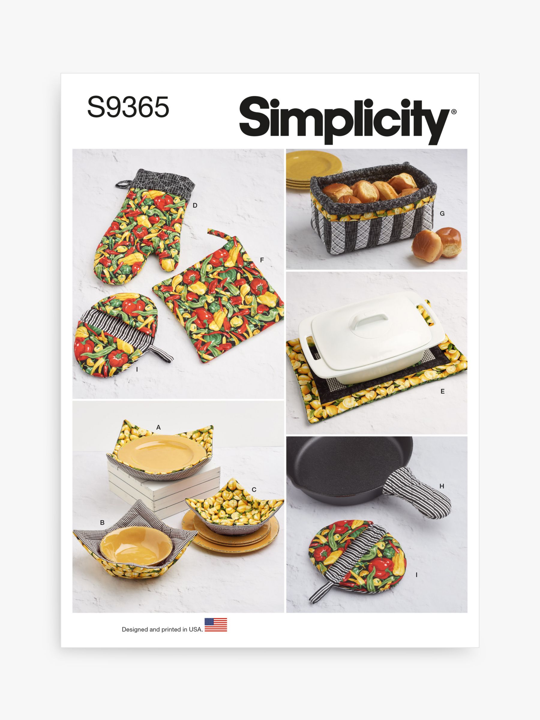 Simplicity Kitchen Accessories Sewing Pattern, S9365