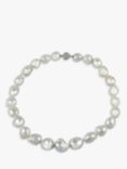 Kojis Second Hand 18ct White Gold Diamond Clasp Baroque Pearl Necklace