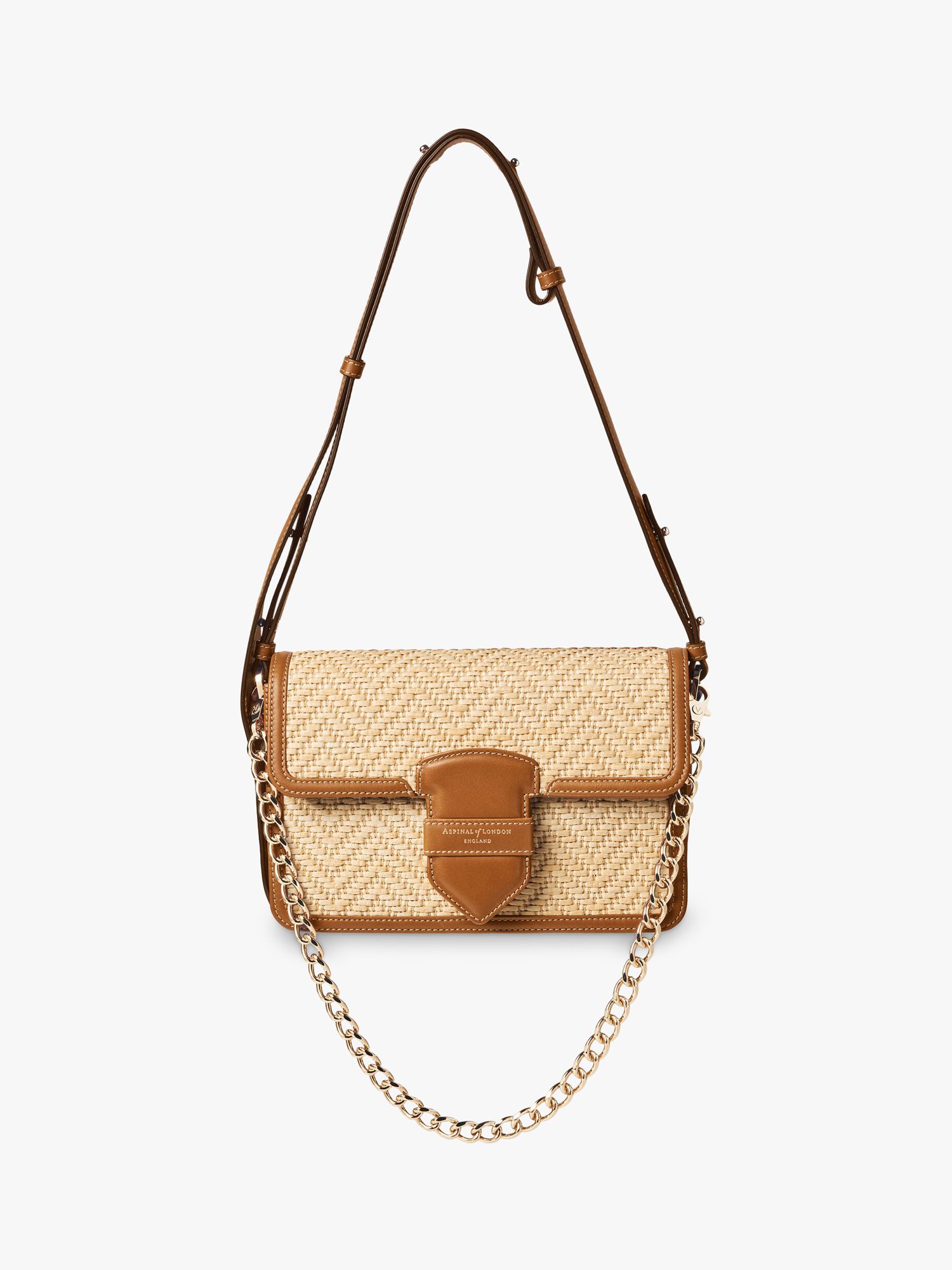 Ted Baker Stello Branded Webbing Raffia Camera Cross Body Bag,  White/Natural at John Lewis & Partners