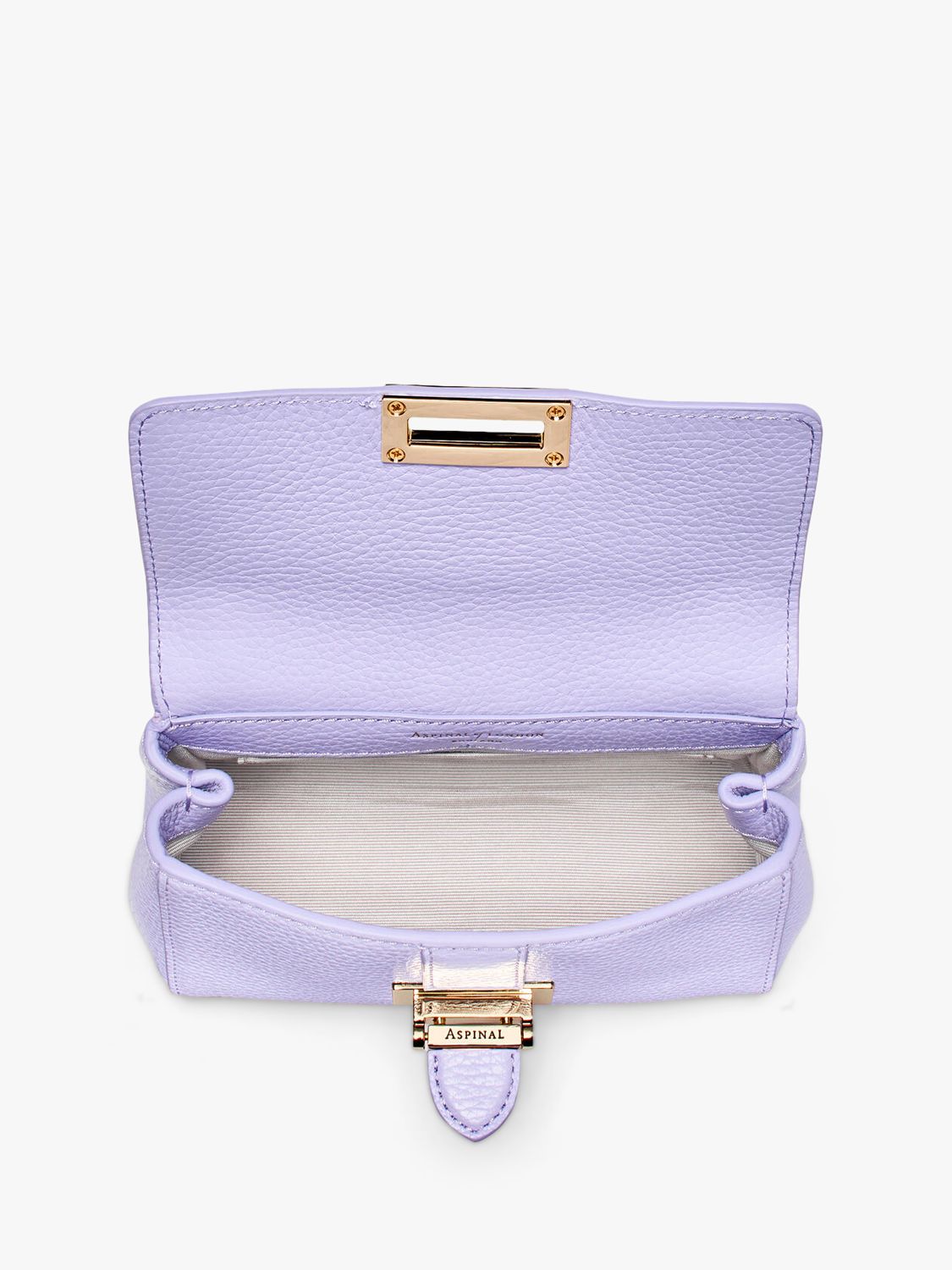 Aspinal of London Lottie Micro Pebble Leather Shoulder Bag, Lavender at ...