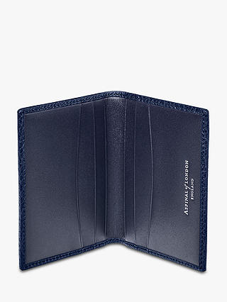 Aspinal of London Double Fold Pebble Leather Card Holder, Navy