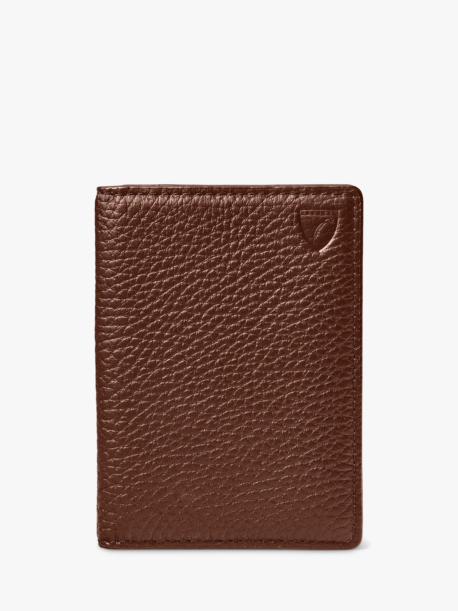 Aspinal of London Double Fold Pebble Leather Card Holder, Tobacco