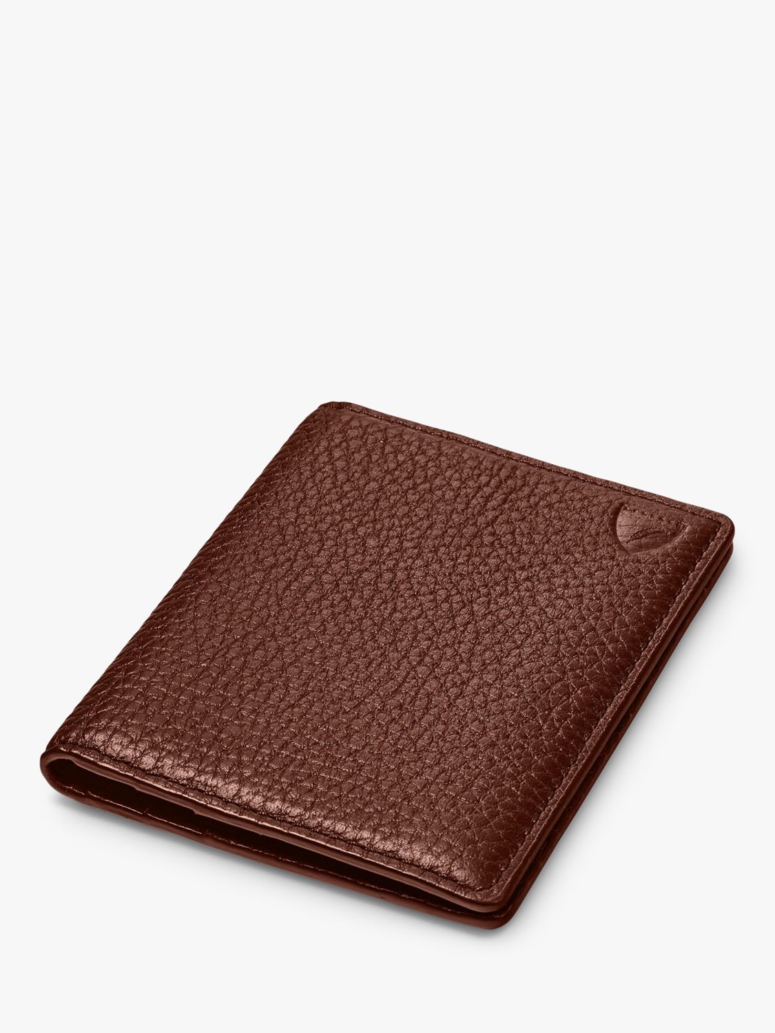 Aspinal of London Double Fold Pebble Leather Card Holder, Tobacco