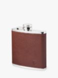 Aspinal of London Classic Pebble Leather Stainless Steel Hip Flask, Tobacco
