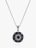 VF Jewellery Second Hand 18ct White Gold Diamond and Sapphire Cluster Pendant Necklace