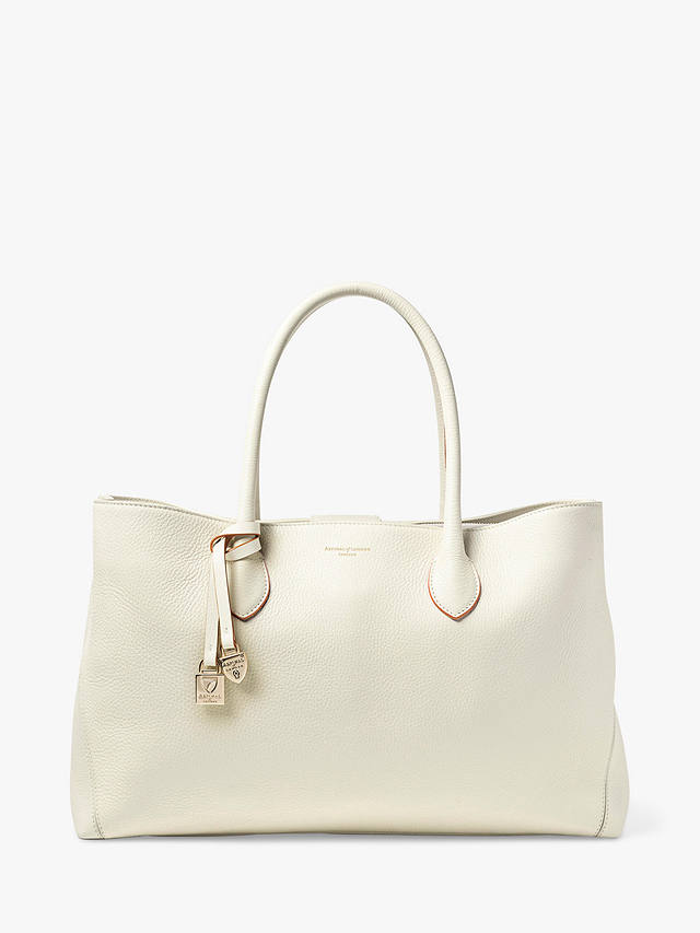Aspinal of London Large London Pebble Leather Tote Bag, Ivory