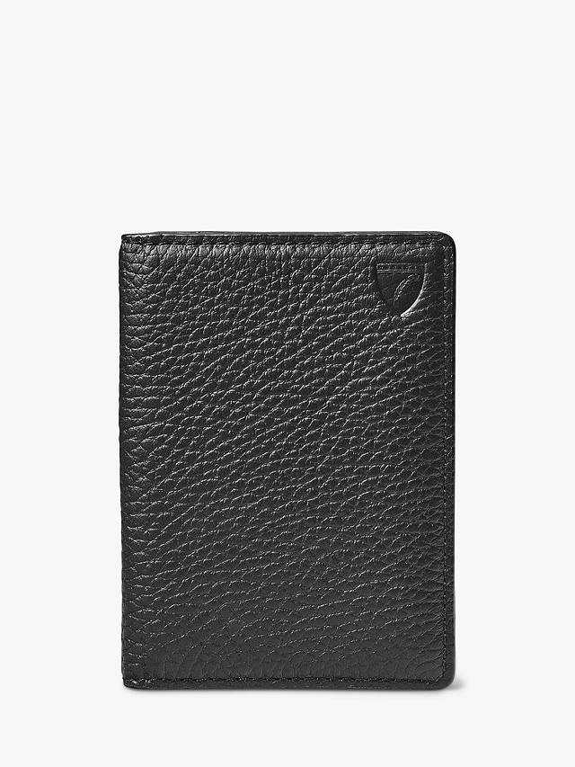 Aspinal of London Double Fold Pebble Leather Card Holder, Black
