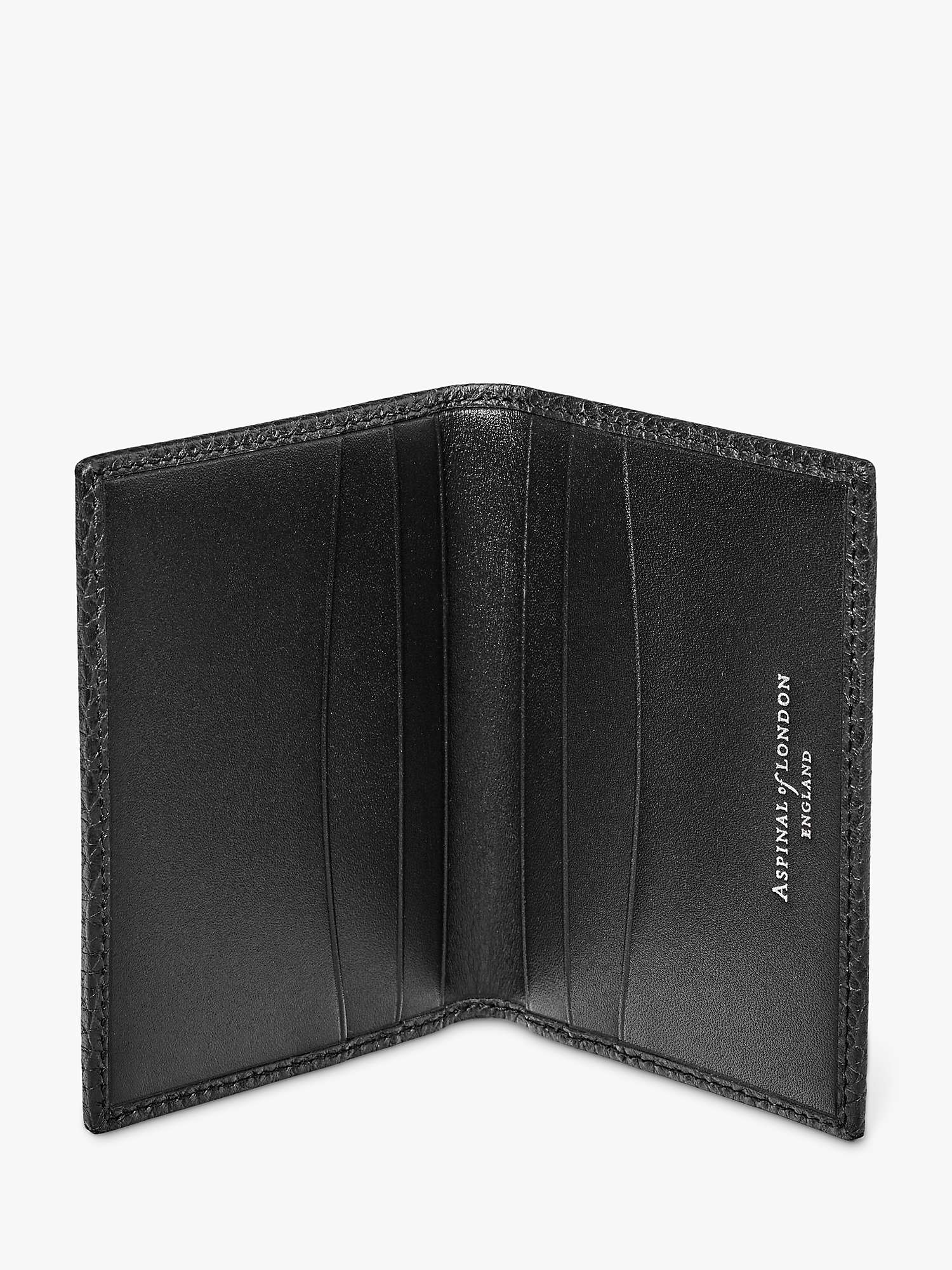 Aspinal of London Double Fold Pebble Leather Card Holder, Black at John ...