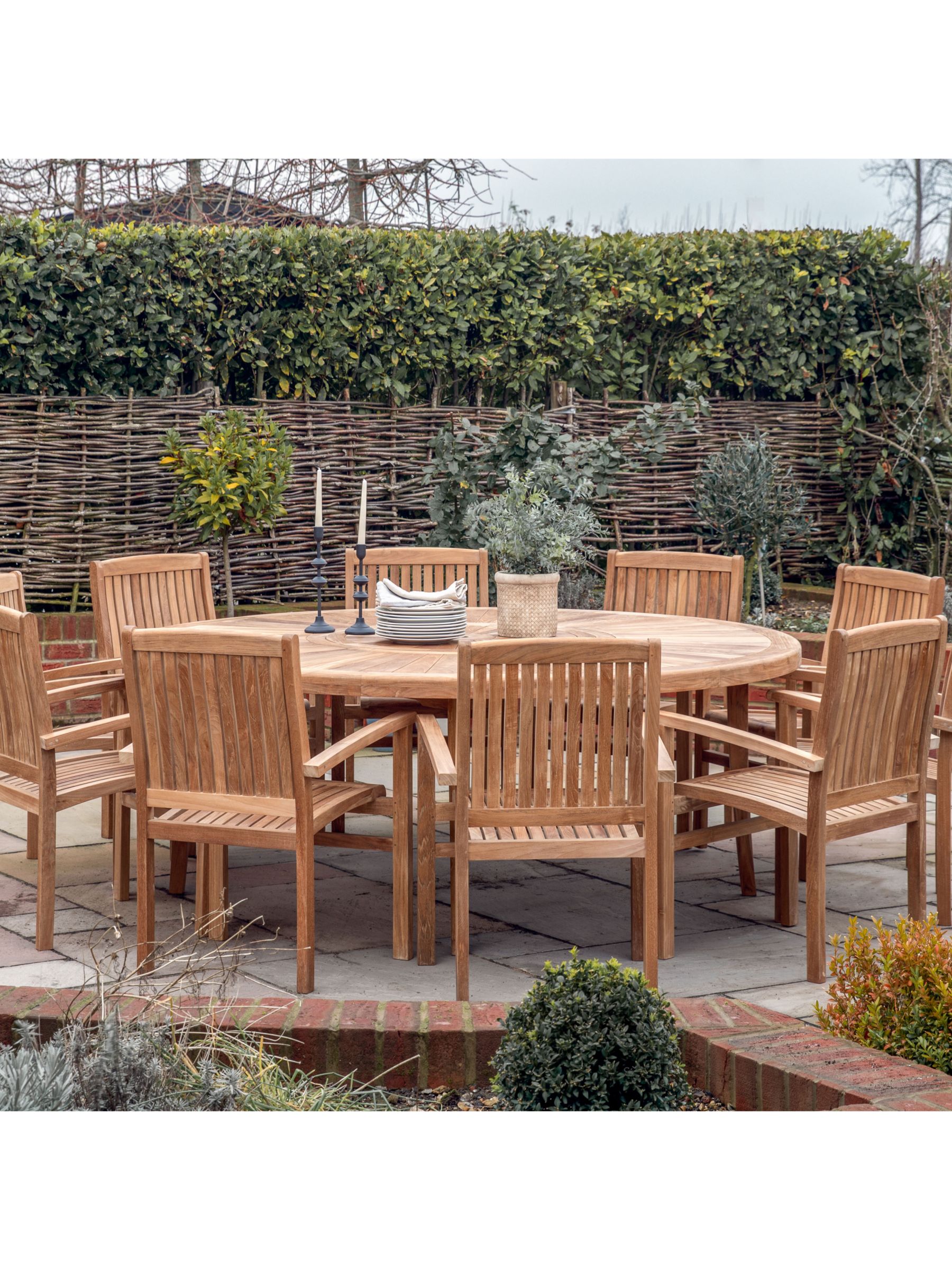 Photo of Gallery direct plowden 12-seater round teak wood garden dining table with lazy susan 200cm natural