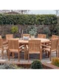 Gallery Direct Plowden 12-Seater Round Teak Wood Garden Dining Table with Lazy Susan, 200cm, Natural