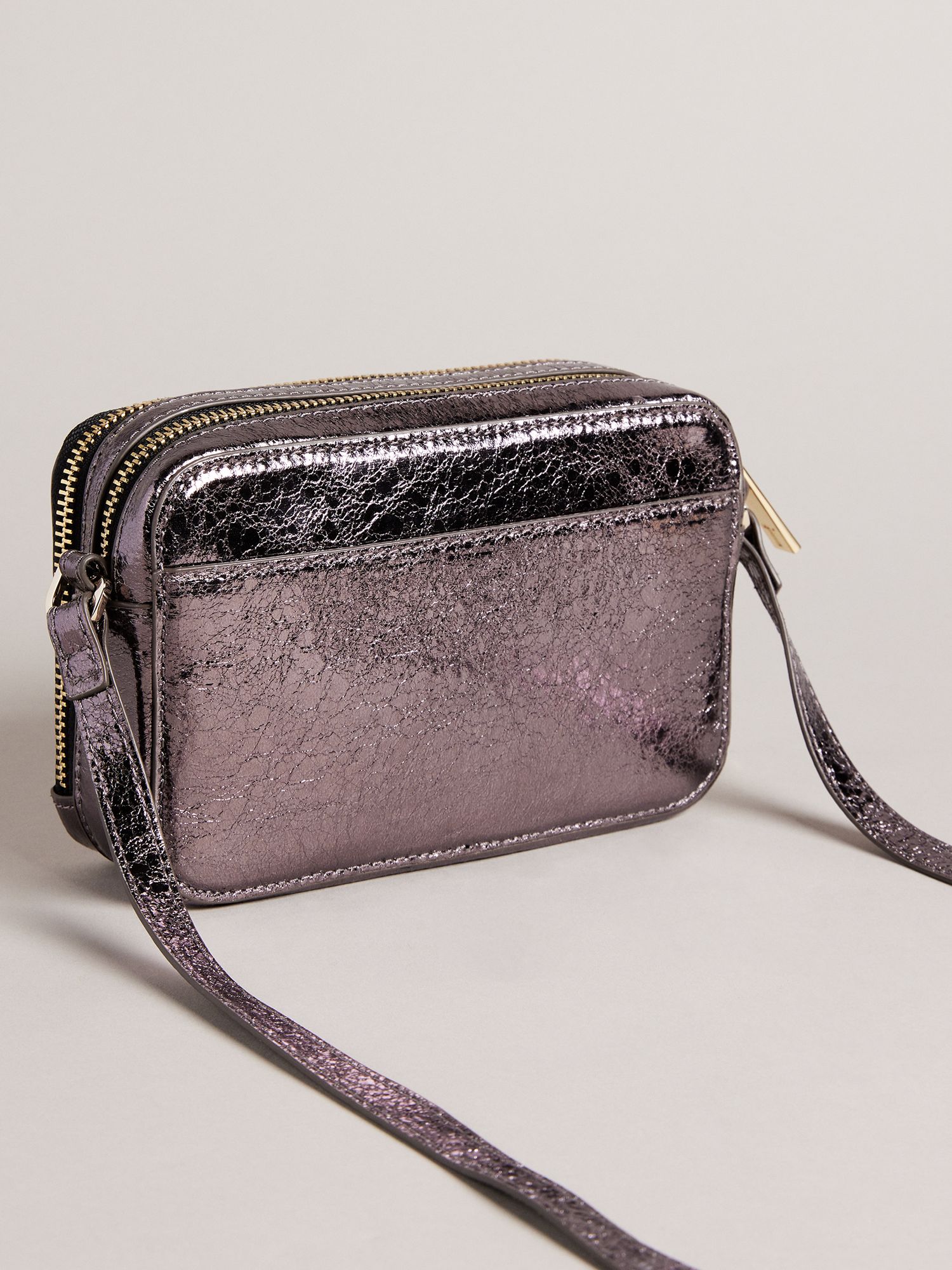 Ted Baker Stina Leather Cross Body Bag, Purple at John Lewis & Partners