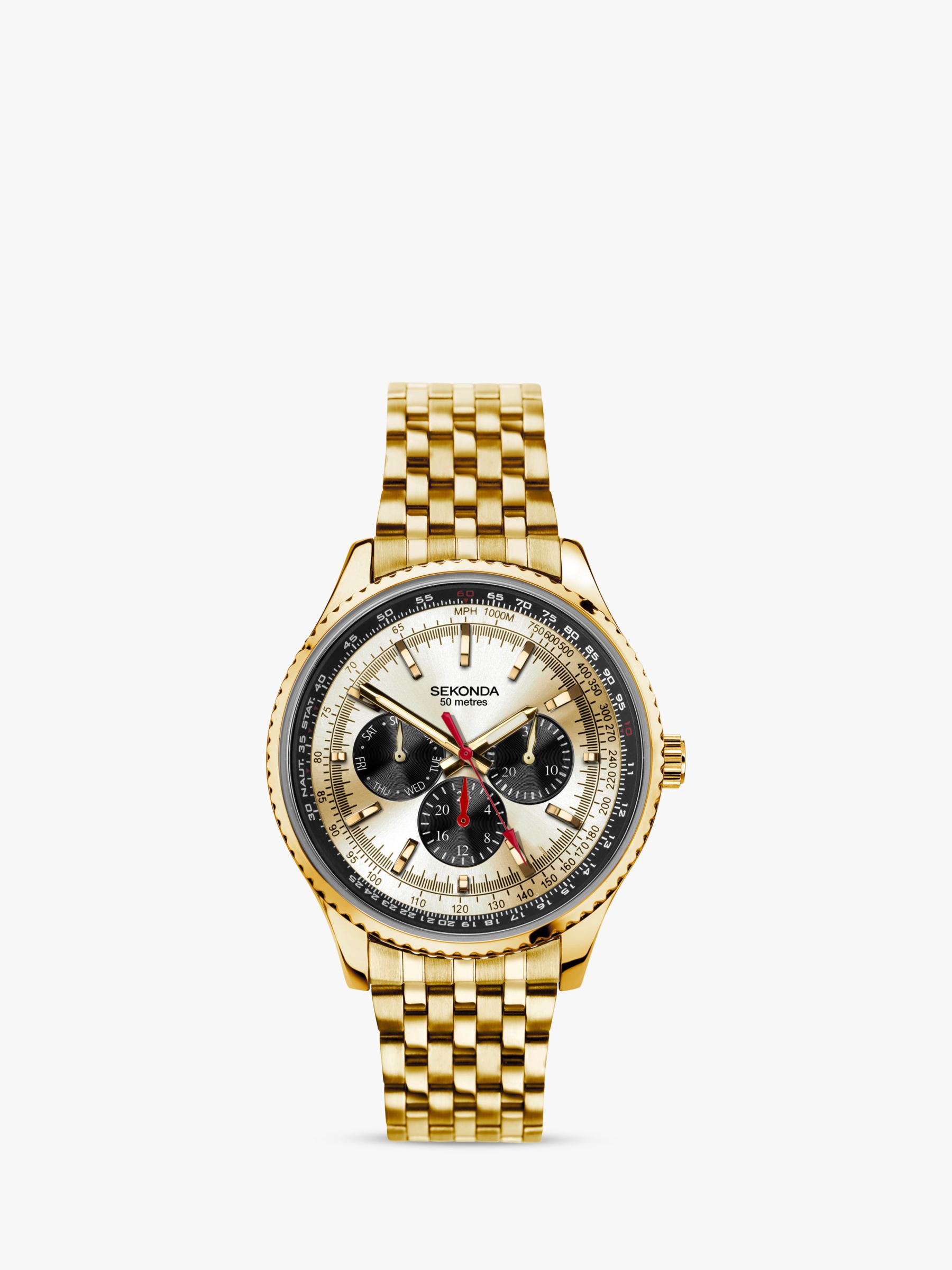 Sekonda Men's Chronograph Day Bracelet Strap Watch, Gold/Champagne 30040.27