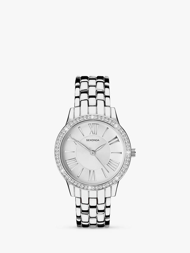 Sekonda Women's Cubic Zirconia Bracelet Strap Watch, Silver/White 40348.27 