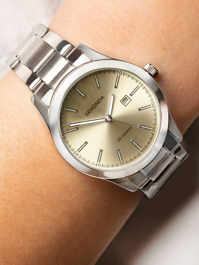Sekonda Women's Date Bracelet Strap Watch, Silver/Champagne