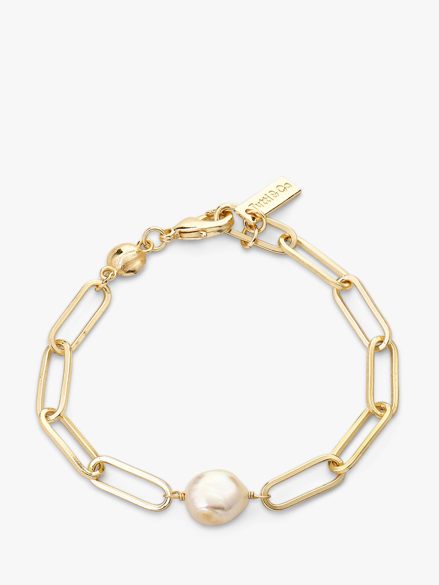 Tutti & Co Prosper Freshwater Pearl Chain Bracelet, Gold at John Lewis ...