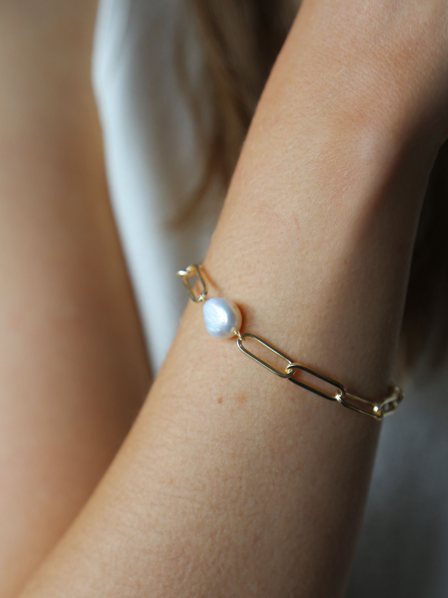 Tutti & Co Prosper Freshwater Pearl Chain Bracelet, Gold