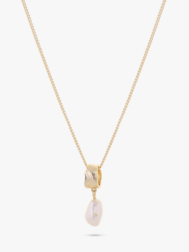 Tutti & Co Textured Ring and Pearl Pendant Necklace, Gold